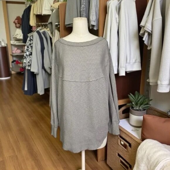 Free People OG Long Sleeve Pullover Top Stone Size Small #OB1164798 - Picture 1 of 9
